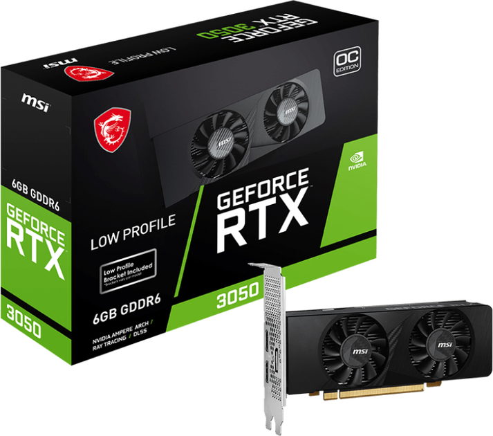 Відеокарта MSI PCI-Ex GeForce RTX 3050 LP OC 6GB GDDR6 (96bit) (1492/14000) (2 x HDMI, DisplayPort) (V812-023R) - зображення 5