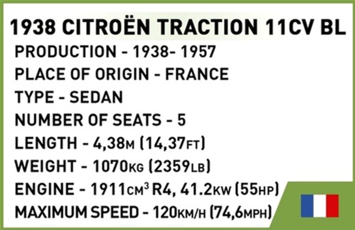 Klocki konstrukcyjne Cobi Historical Collection WWII Citroen Traction 11CV BL 236 elementów (5902251022662) - obraz 3