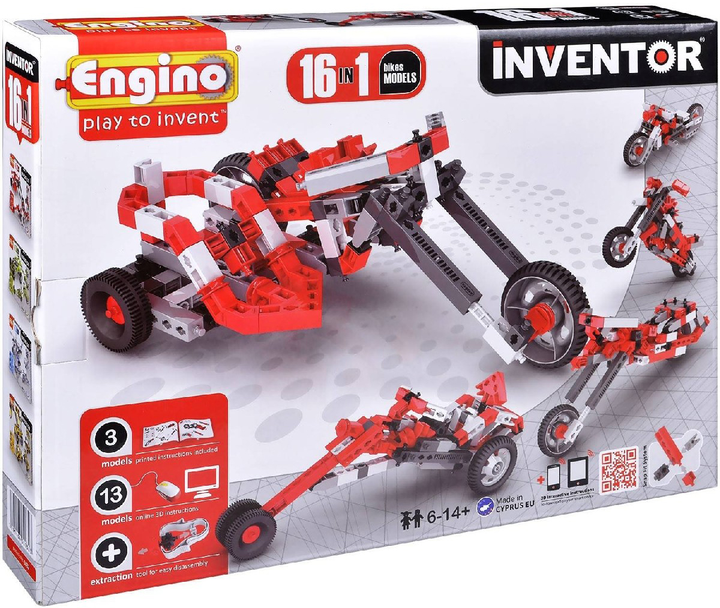 Klocki konstrukcyjne Engino Inventor 16 modeli bikes 234 elementy (5291664001303) - obraz 1