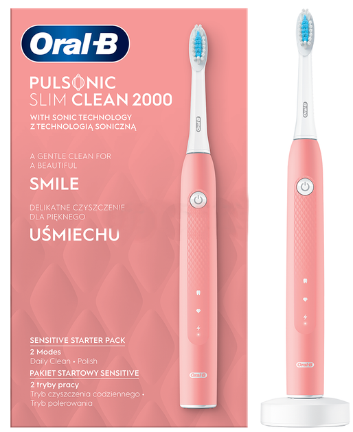 Elektryczna szczoteczka do zębów Oral-b Braun Pulsonic Slim Clean 2000 różowa - obraz 3