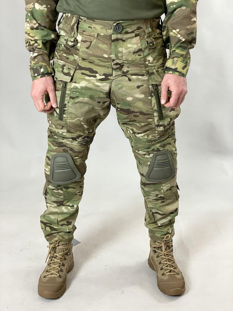 Військові штурмові штани Tactic Ріп-стоп, (тактичні штани з наколінниками) мультикам 50 - зображення 1