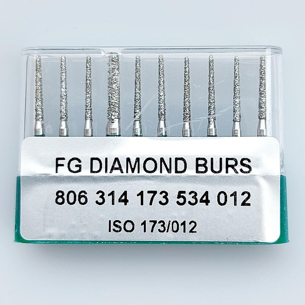 Бор алмазний FG стоматологічний турбінний наконечник упаковка 10 шт UMG КОНУС Усічений 1,4/10,0 мм 314.173.534.014 - зображення 1