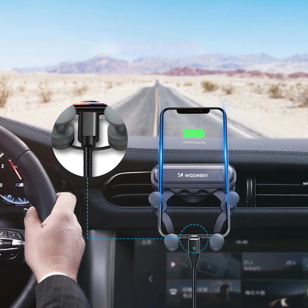 Автодержатель для телефона Wozinsky Gravity Car Holder Black (WCH-05) - изображение 12