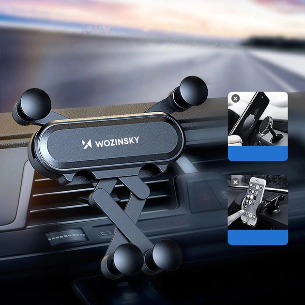 Автодержатель для телефона Wozinsky Gravity Car Holder Black (WCH-05) - изображение 13