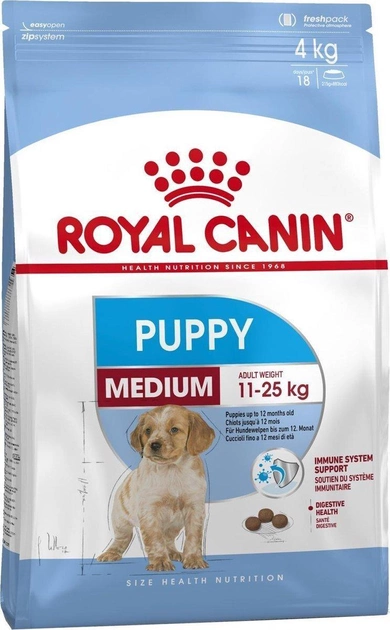 Sucha karma dla szczeniąt Royal Canin Puppy M 4kg (3182550708180) (98543) (30030401) - obraz 1