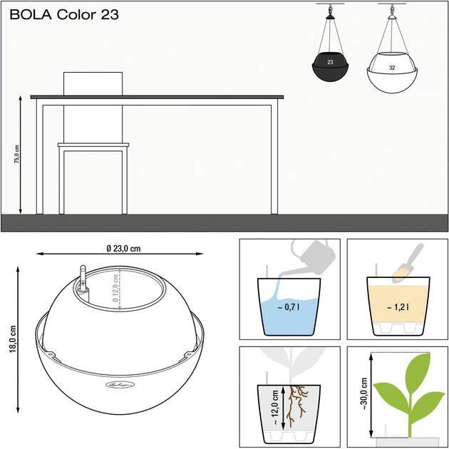 Вазон Lechuza Bola Color 23 Белый (4008789167606) - изображение 4