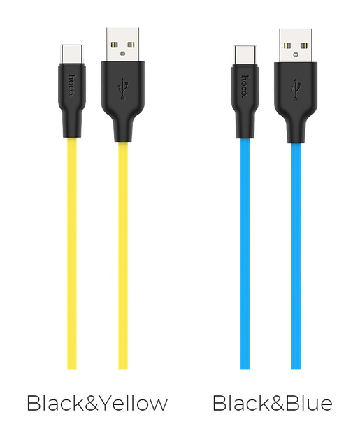 Кабель Hoco X21 Silicone Type-C 3.0A (1m) Black/Blue - Фото 3 Кабель Hoco X21 Silicone Type-C 3.0A (1m) Black/Blue - зображення 3
