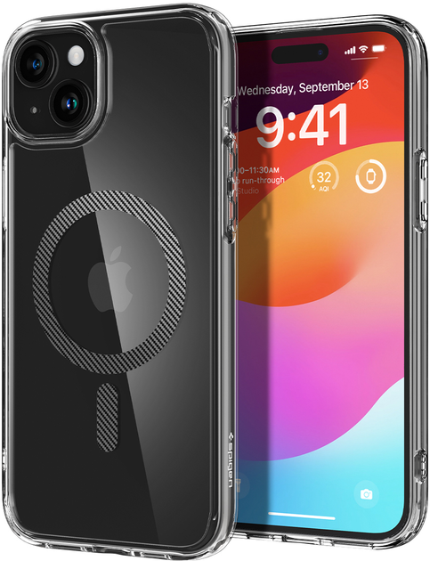 Etui Spigen Ultra Hybrid MagFit dla Apple iPhone 15 Węgiel (ACS06805) - obraz 1