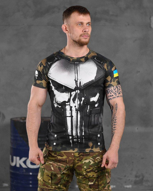 Армійська чоловіча потовідвідна футболка З Черепом L чорна+мультикам (86424) - зображення 1