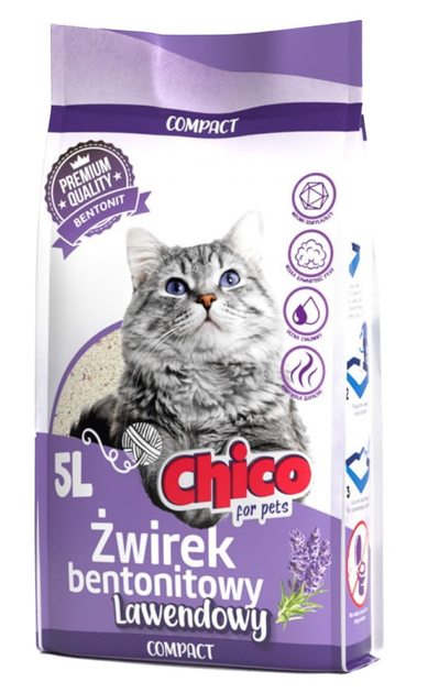 Żwirek bentonitowy CHICO Compact Lawenda 5L (5902838918012) - obraz 1