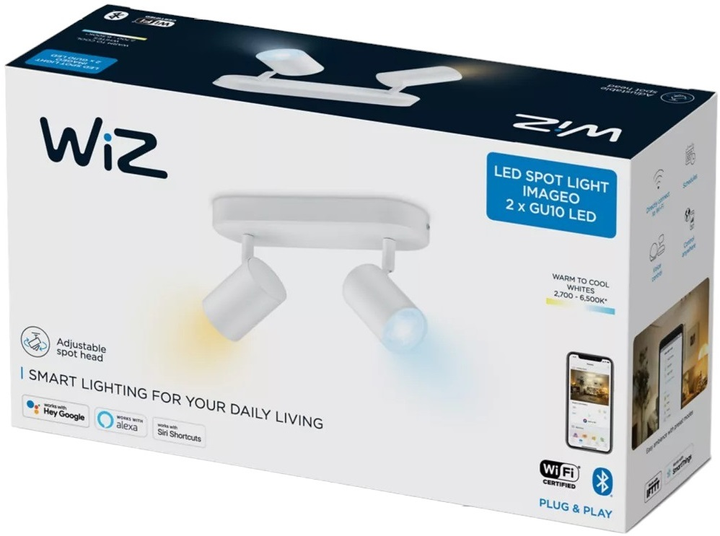 Inteligentna lampa WIZ Imageo regulowany reflektor LED WiFi 345 lm 2 x 5 W (8719514551770) - obraz 2
