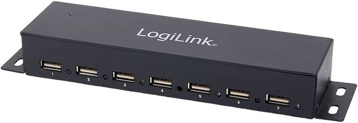 USB-хаб LogiLink Metal USB 2.0 Type-A 7-портовий Black (4052792000924) - зображення 1
