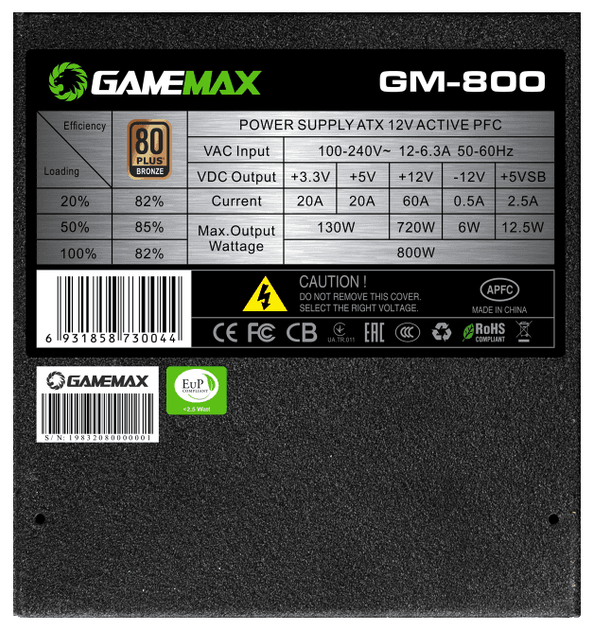 Блок питания Gamemax 800W (GM-800) - Фото 7 Блок питания Gamemax 800W (GM-800) - изображение 7