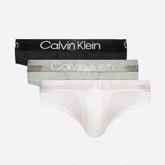 Набір трусів бріфи Calvin Klein Underwear 000NB2969A-UW5 XL 3 шт Сірий/Чорний/Білий (8719854639237) - зображення 1