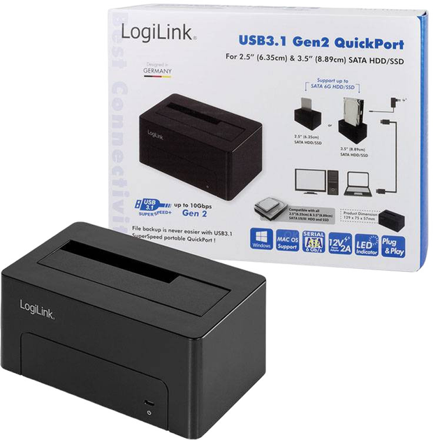 Док-станція Logilink для 2.5"/3.5" HDD/SDD SATA USB 3.1 QP0027 (4052792046205) - зображення 1