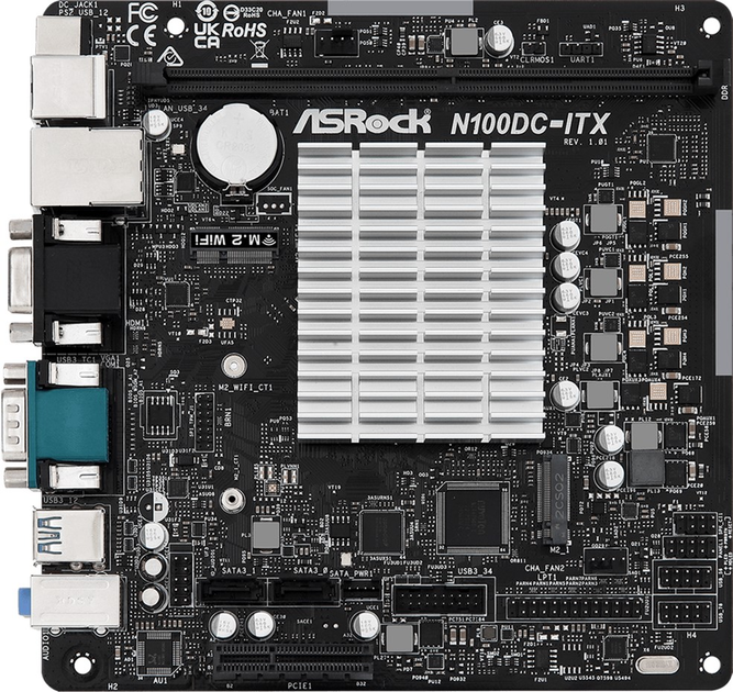 Płyta główna ASRock N100DC-ITX (Intel N100, SoC, PCI-Ex) - obraz 1