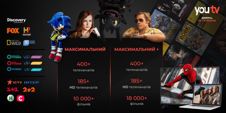 Подписка YouTV Тариф «Максимальный+» на 6 мес. официальная более 400 телеканалов для 5 устройств. - изображение 2