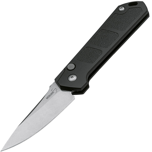 Нож складной Boker Kihon Auto Stonewash (длина: 195мм, лезвие: 80мм), черный - изображение 1