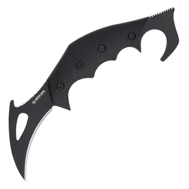 Нож фиксированный керамбит Boker Magnum Carnifex (длина 180 мм, лезвие 67 мм, черное), черный - изображение 1