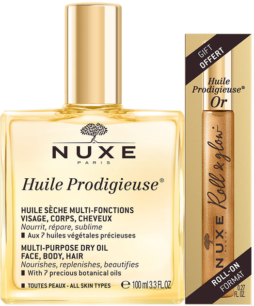 Zestaw kosmetyków do pielęgnacji Nuxe Huile Prodigiuse Olej suchy 100 ml + Olej suchy 8 ml (3264680036637) - obraz 1