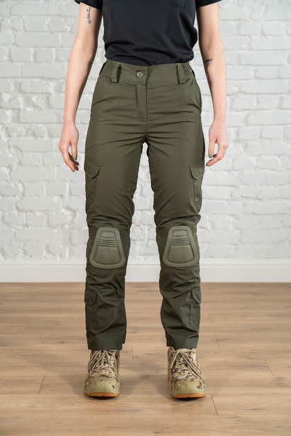 Женские военные брюки со вставными наколенниками рип-стоп Олива (675) , S - изображение 1