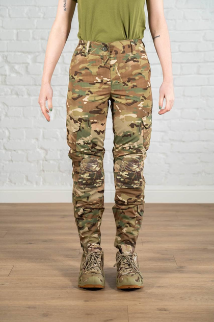 Тактические женские брюки со вставными наколенниками рип-стоп Мультикам (670) , 3XL - изображение 1