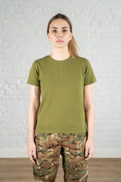 Женская военная футболка ХБ (хлопок) гипоаллергенная tactical Олива (665) , L - изображение 1