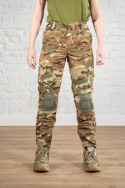 Військові жіночі штани зі вставними наколінниками ріп-стоп Мультикам Олива (672) , XL - зображення 1