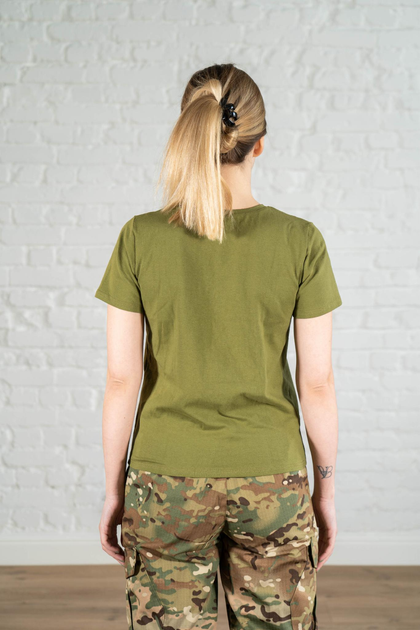 Жіноча військова футболка ХБ (бавовна) гіпоалергенна tactical Олива (665) , M - зображення 2
