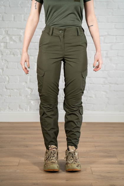 Женские армейские брюки рип-стоп с карманами летние tactical Олива (668) , S - изображение 1