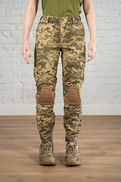 Жіночі тактичні штани зі вставними наколінниками ріп-стоп Піксель Койот (673) , 2XL - зображення 1
