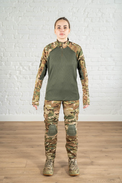 Военная женская форма убакс и штаны с наколенниками рип-стоп CoolMax standart Мультикам Олива (634) , L - изображение 1