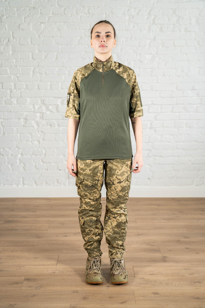 Жіноча військова форма убакс короткий рукав та штани з кишенями ріп-стоп CoolMax standart Піксель Олива (631) , 2XL - зображення 1