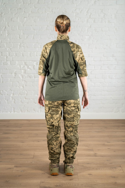 Женская военная форма убакс короткий рукав и штаны с карманами рип-стоп CoolMax standart Пиксель Олива (631) , 2XL - изображение 2