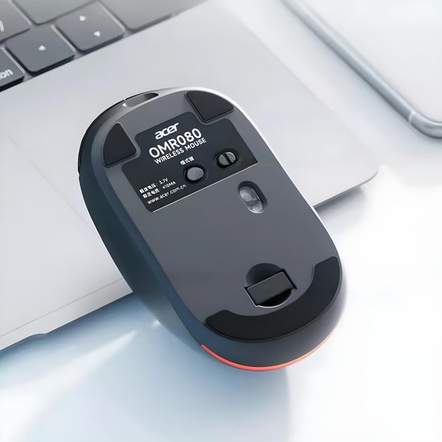 Мышь ACER OMR080 с беспроводным подключением Bluetooth и 2.4GHz и аккумулятором, 1600DPI, чёрно-серый - Фото 5 Мышь ACER OMR080 с беспроводным подключением Bluetooth и 2.4GHz и аккумулятором, 1600DPI, чёрно-серый - изображение 5