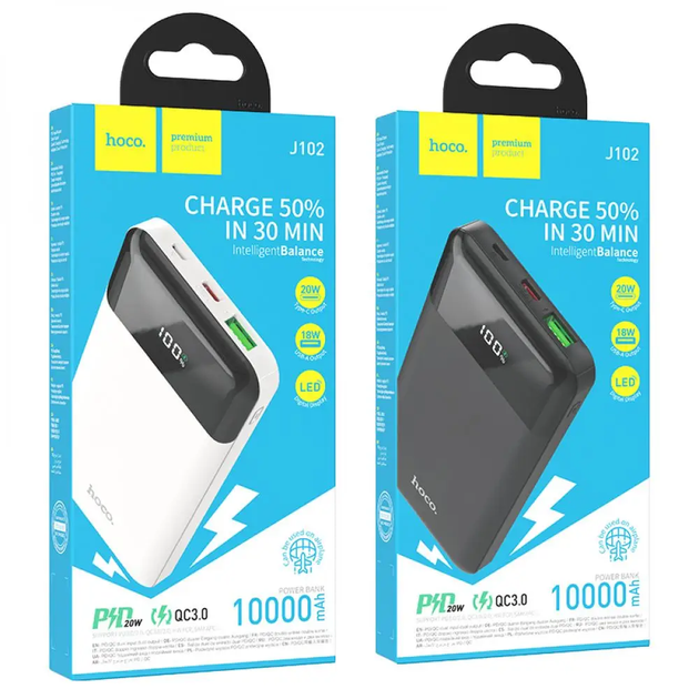 Пауербанк Hoco J102 Cool figure 10000 mAh 20 W Black (6931474783608) - изображение 5