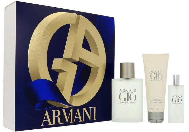 Zestaw dla mężczyzn Giorgio Armani Acqua Di Gio Pour Homme Woda toaletowa 100 ml + Woda toaletowa 15 ml + Żel pod prysznic 75 ml (3614274110050) - obraz 1