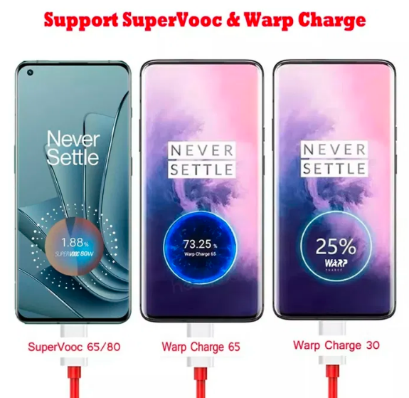 Кабель шнур швидкої зарядки OnePlus USB-A to Type-C SuperVooc Warp до 80W 8A 1 метр Червоний - зображення 8
