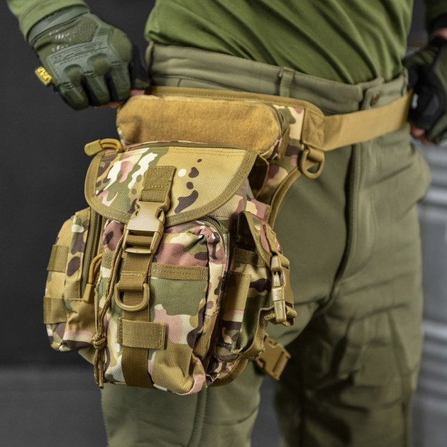 Поясная Сумка на ногу Cordura 1000D с 5-мя карманами мультикам размер 30,5x12,5x22,8 см - изображение 1