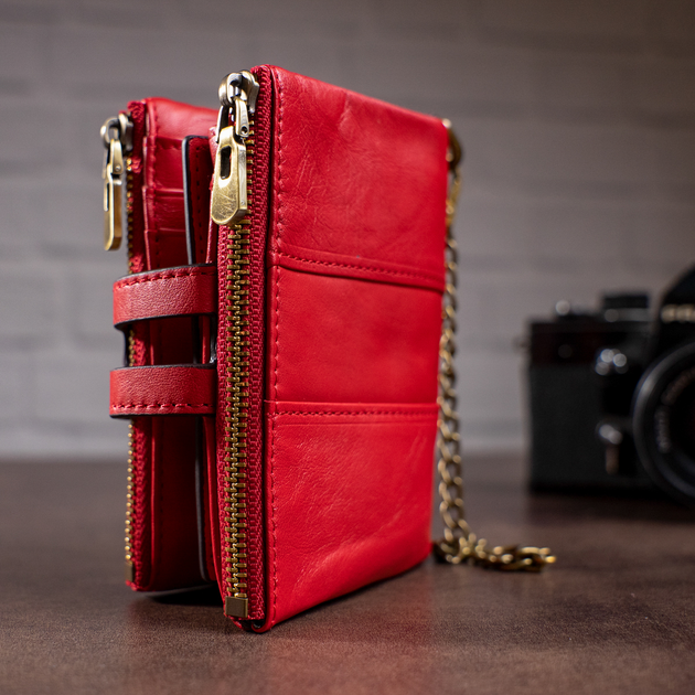 Гаманець жіночий шкіряний для карток Vintage leather-14680 Червоний - зображення 11