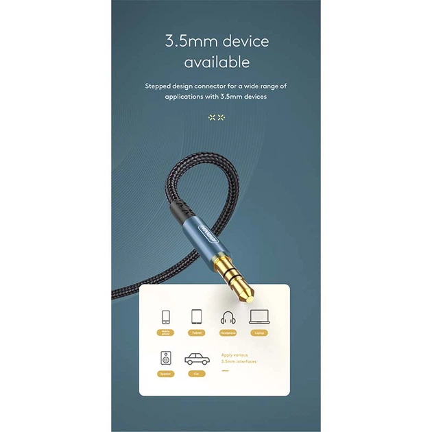 Кабель JOYROOM aux car stereo audio cable SY-20A1 |2M| Black - изображение 3