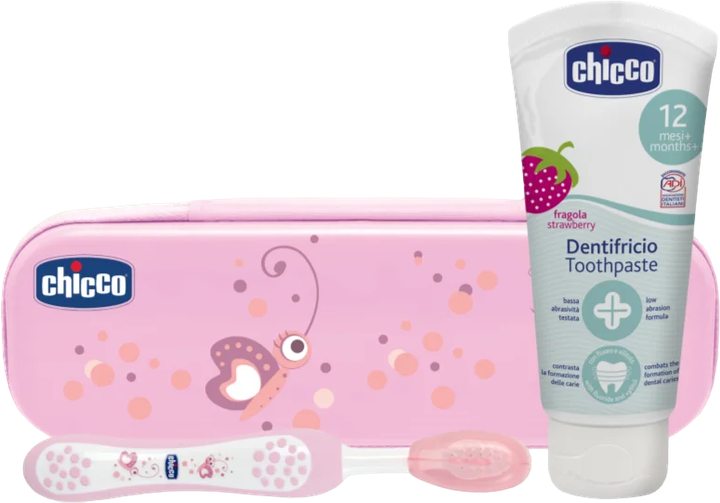 Набір для догляду за порожниною рота Chicco Oral Rose Зубна паста 50 мл + Зубна щітка + Коробка (8058664047376) - зображення 1