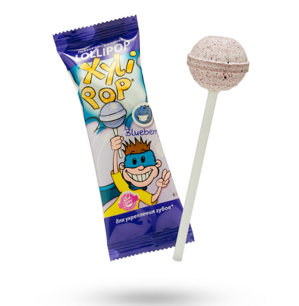 Льодяник miradent XyliPOP чорниця 1 шт. - Фото 1 Льодяник miradent XyliPOP чорниця 1 шт. - зображення 1