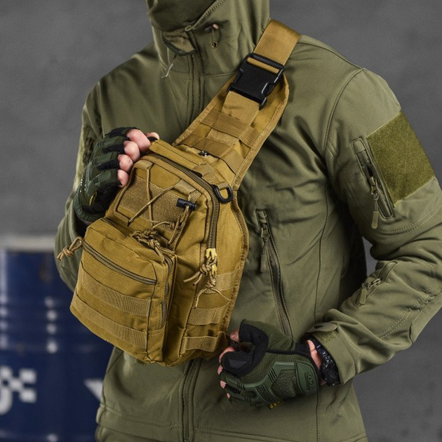 Нагрудна сумка "Enders" Cordura 1000D / Вологозахищений рюкзак койот розмір 19х27х10 см - зображення 1