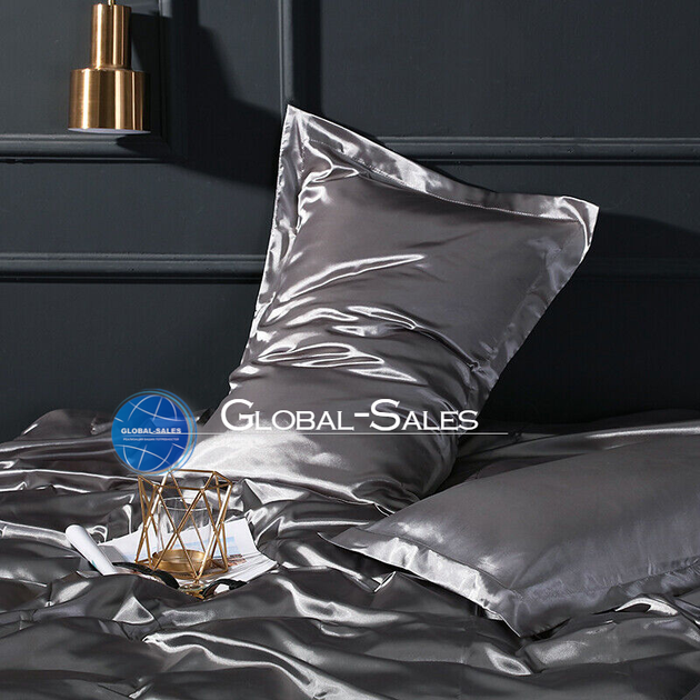 Атласное Серебряное Евро постельное белье Moka Textile 200х220см - Фото 5 Атласное Серебряное Евро постельное белье Moka Textile 200х220см - изображение 5
