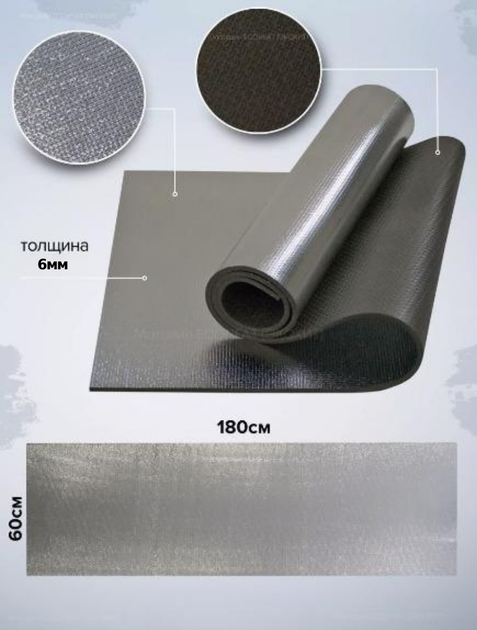 Коврик туристичний 1800х600х6мм, фольга, EVA (84084B) - Фото 3 Коврик туристичний 1800х600х6мм, фольга, EVA (84084B) - зображення 3