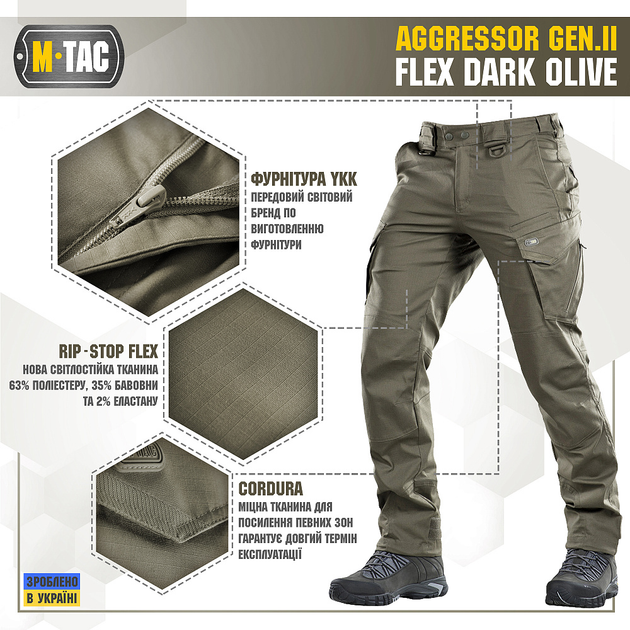 Брюки M-Tac Aggressor Gen II Flex Dark Olive 32/36 - изображение 2