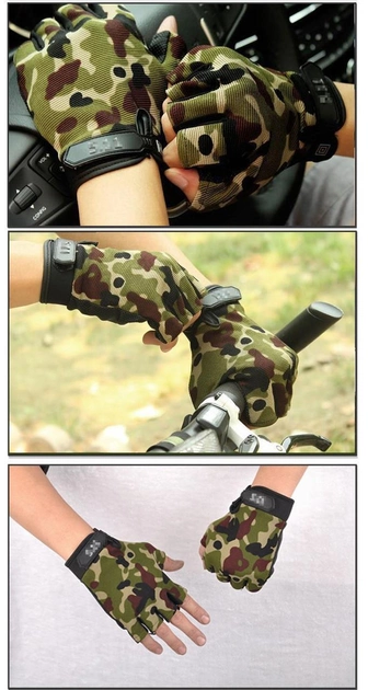 Тактические перчатки легкие без пальцев размер L ширина ладони 9-10см камуфляж MultiCam - изображение 2