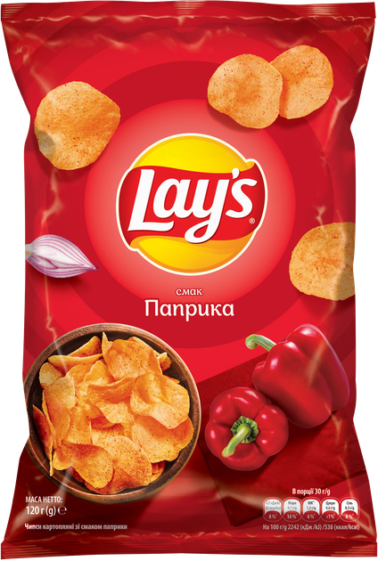 Упаковка чипсов картофельных Lay's со вкусом паприки 120 г х 21 шт (2.52 кг) (4823063125451) - изображение 2