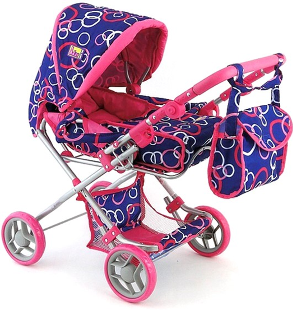 Wózek dla lalki Adar Granatowy w koła 70 cm Blue/Pink (5901271549036) - obraz 1